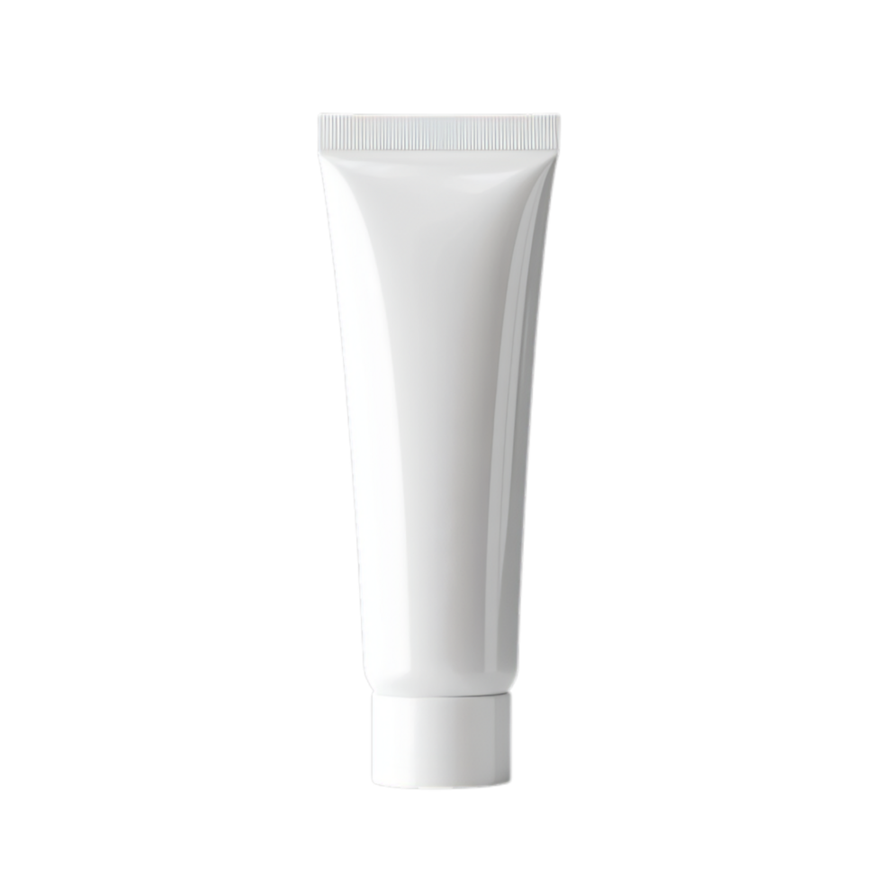 PNG Blank White Cosmetic Tube Mockup Against Transparent Background for Skincare Branding, Product Presentation, or Label Design