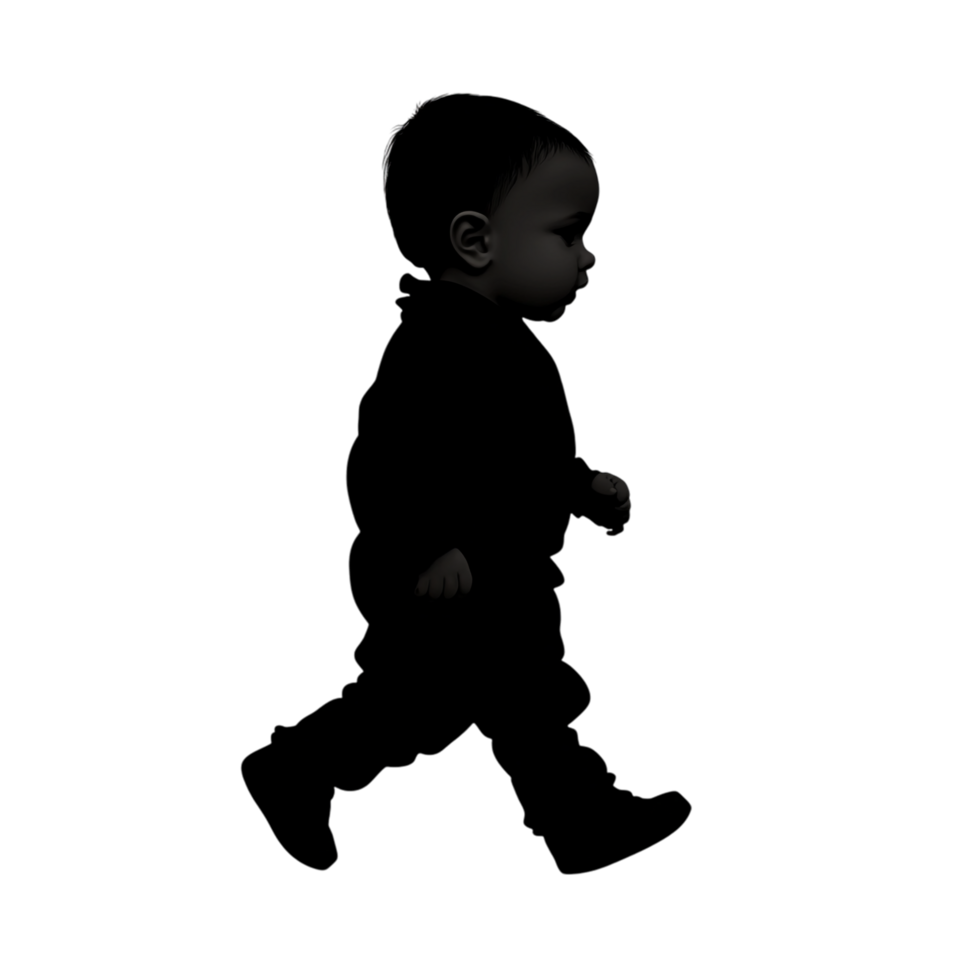 3D Vector Silhouette of a Baby Walking png