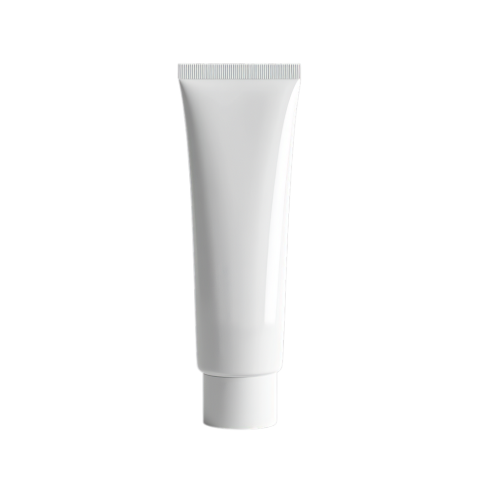 PNG Blank White Cosmetic Tube Mockup Against Transparent Background for Skincare Branding, Product Presentation, or Label Design