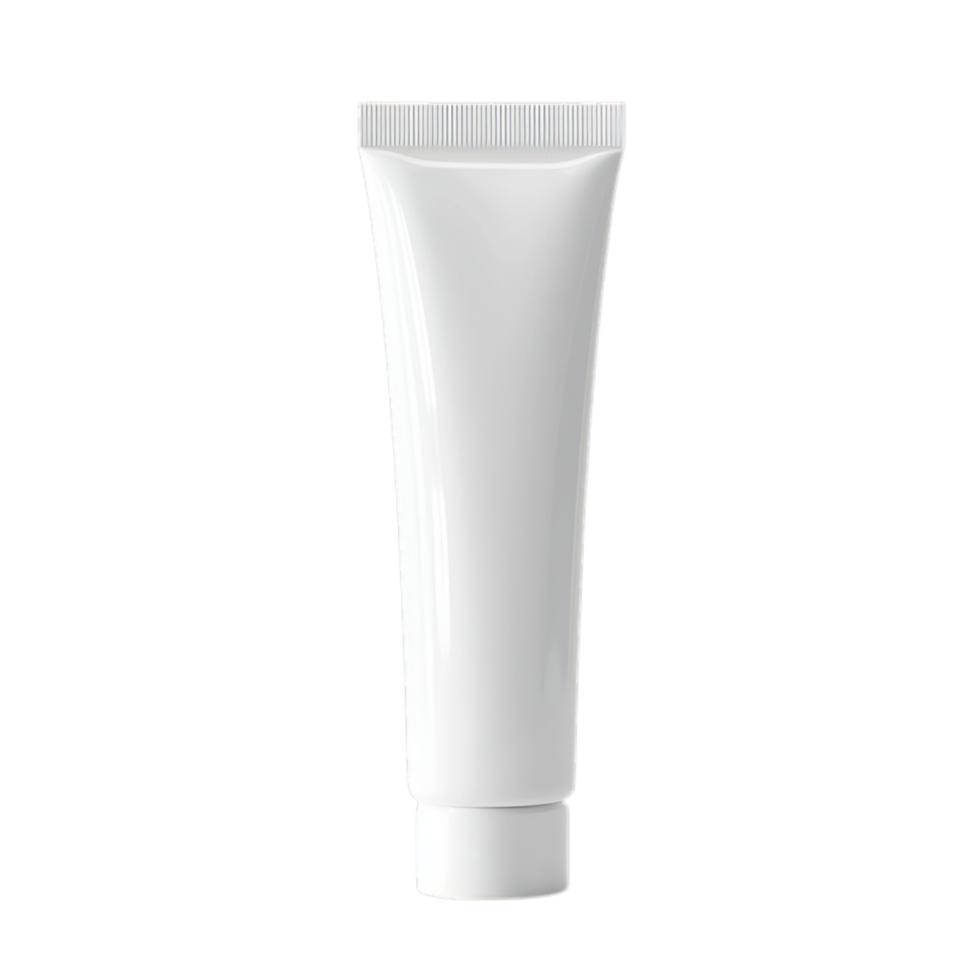 PNG Blank White Cosmetic Tube Mockup Against Transparent Background for Skincare Branding, Product Presentation, or Label Design
