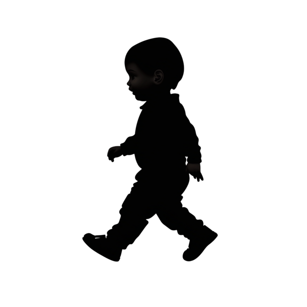 3D Vector Silhouette of a Baby Walking png