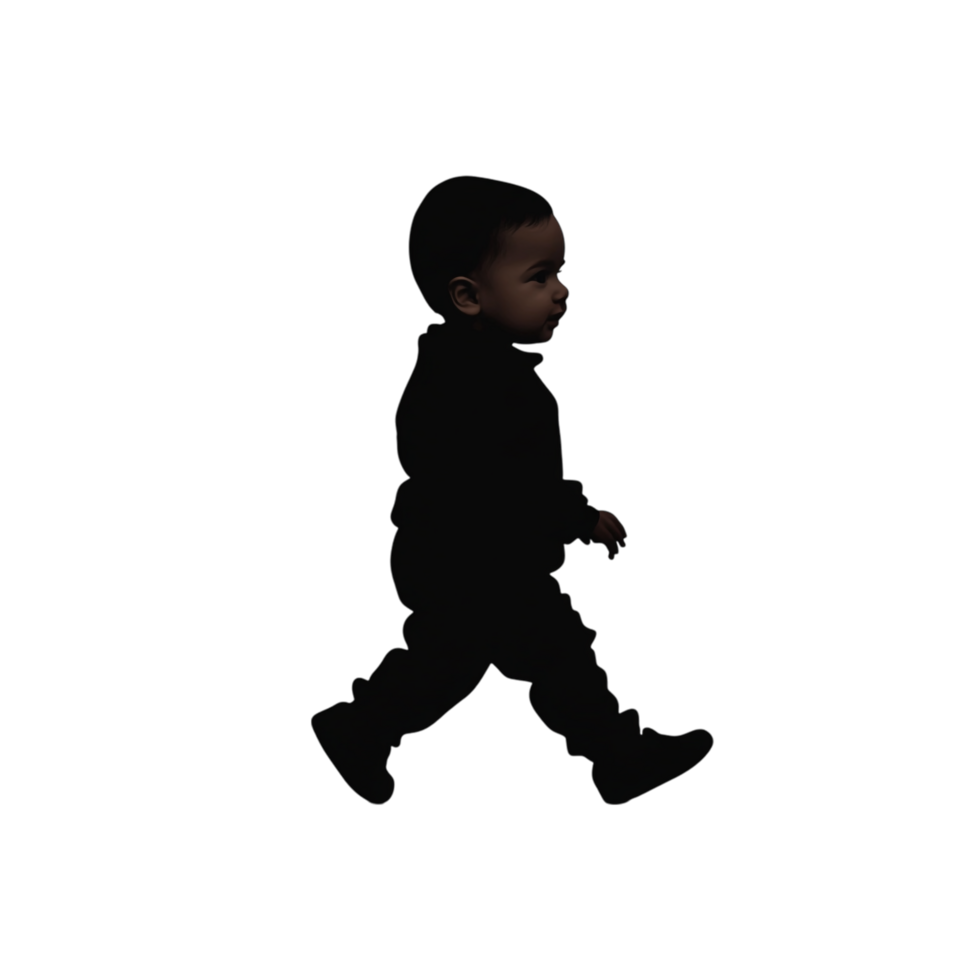 3D Vector Silhouette of a Baby Walking png