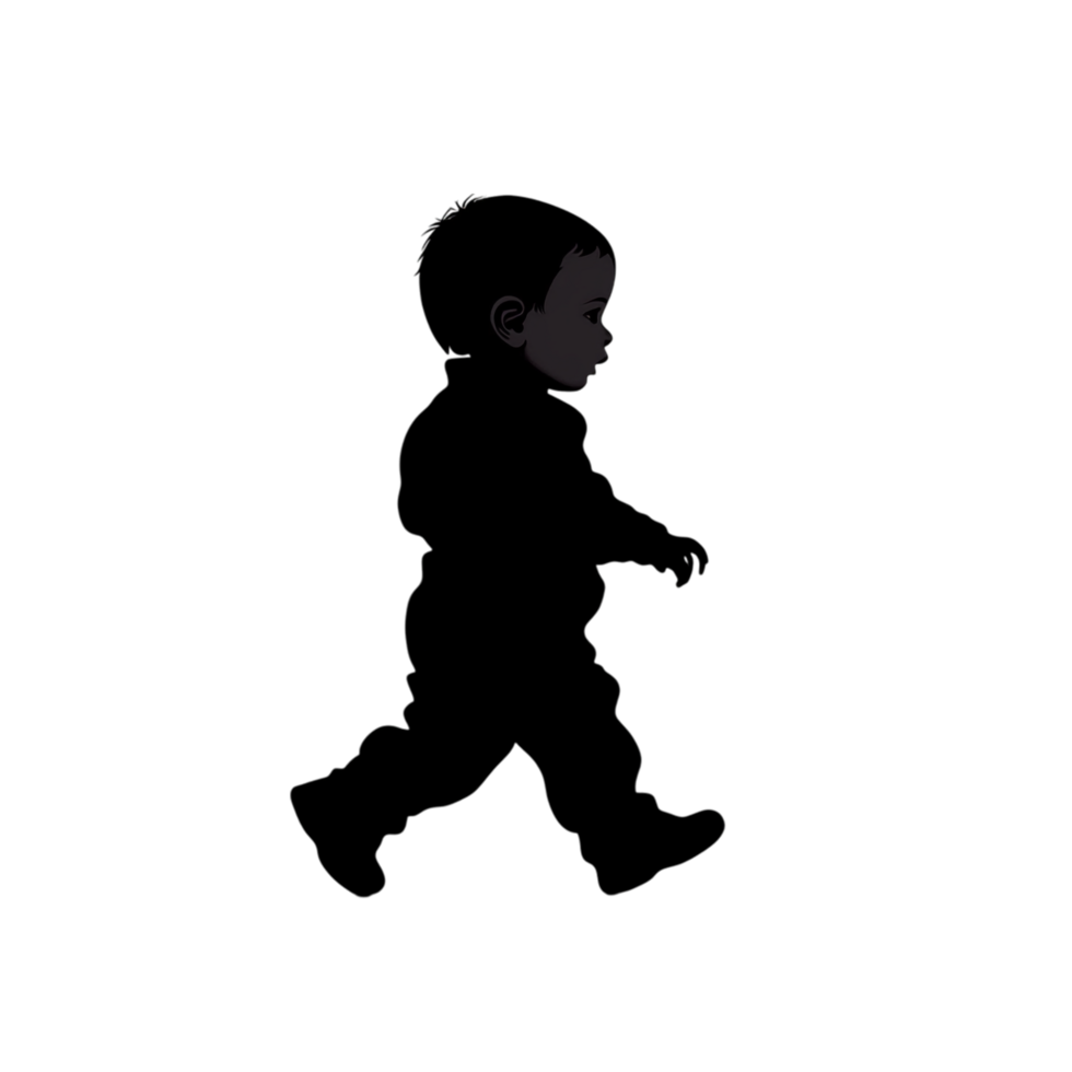 3D Vector Silhouette of a Baby Walking png