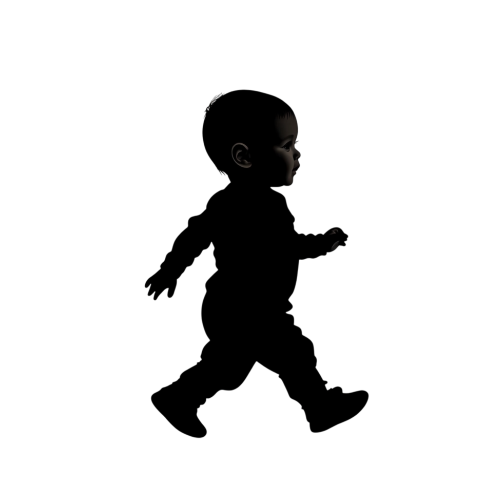 3D Vector Silhouette of a Baby Walking png