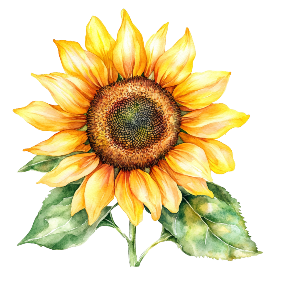 Sunflower watercolor painting png