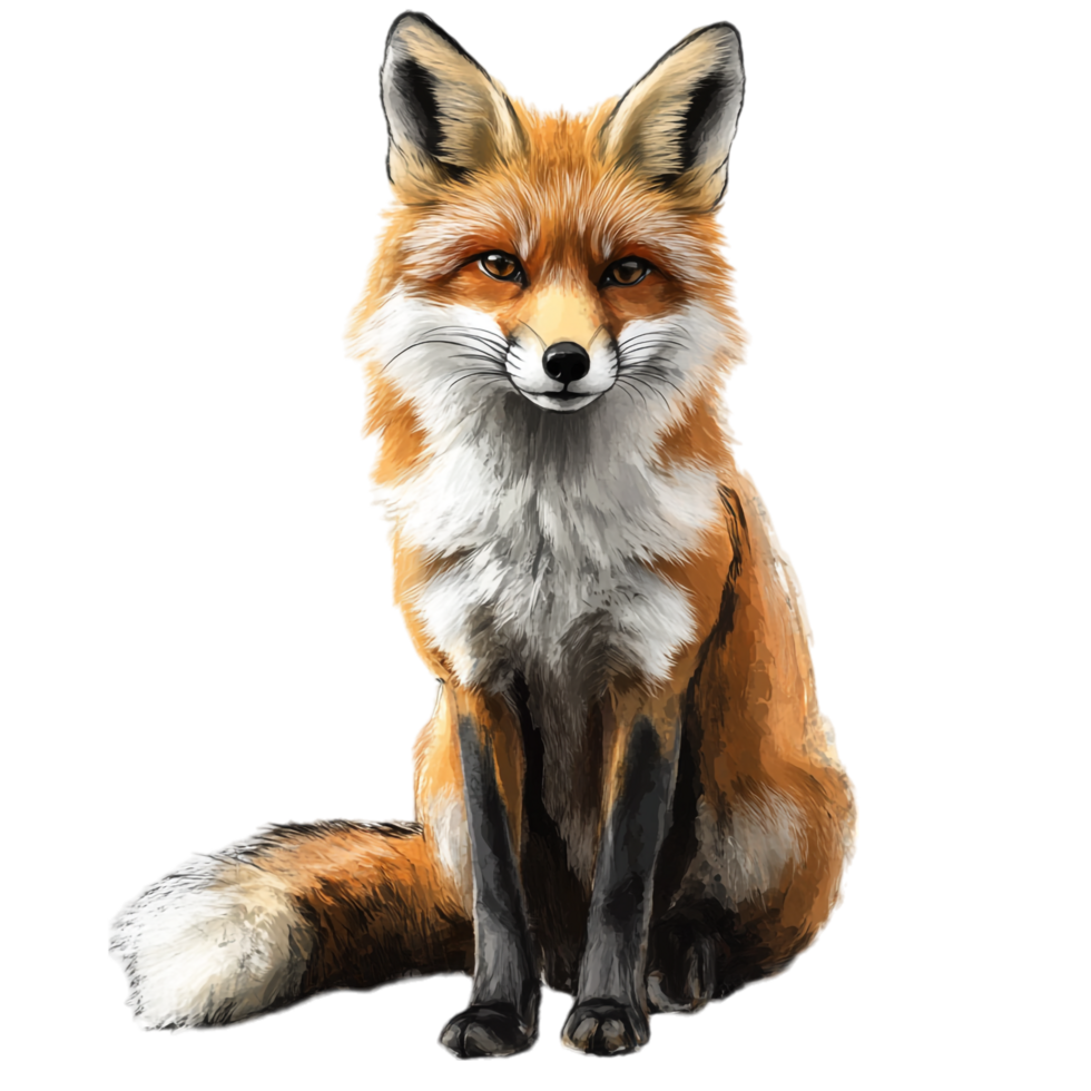 Fox Art Sketch on transparent background png