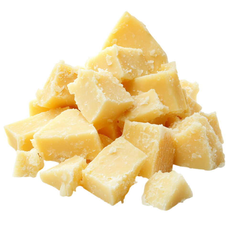 Chunks of Parmesan cheese isolated on transparent background png