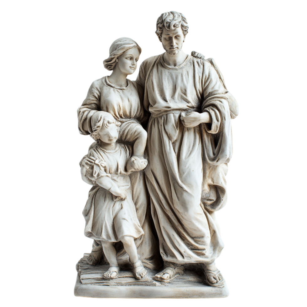 Family Statue on transparent background in 8K png