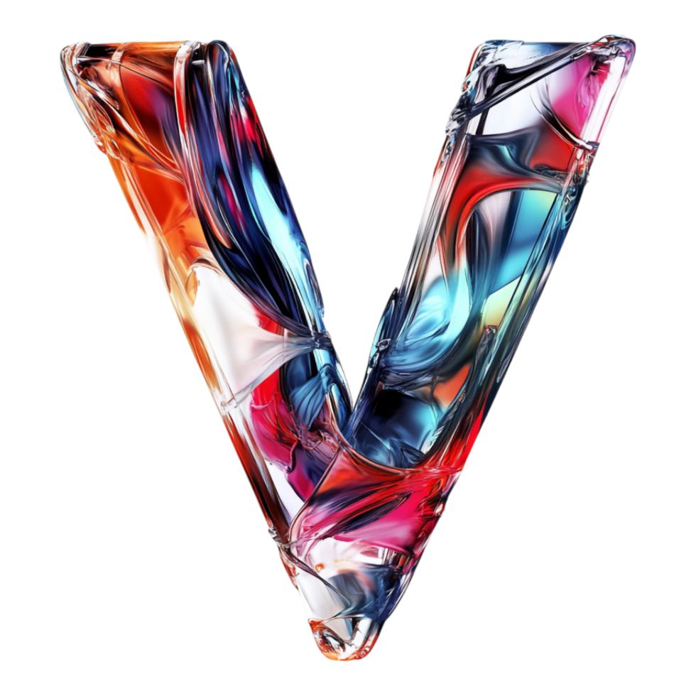 PNG Alphabet 'V' in Abstract Style Isolated Against a Transparent Background for Modern Design Projects, Creative Branding, or Unique Typography Applications