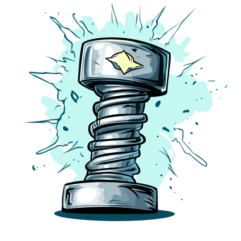 Hand drawn cartoon illustration of a bolt png