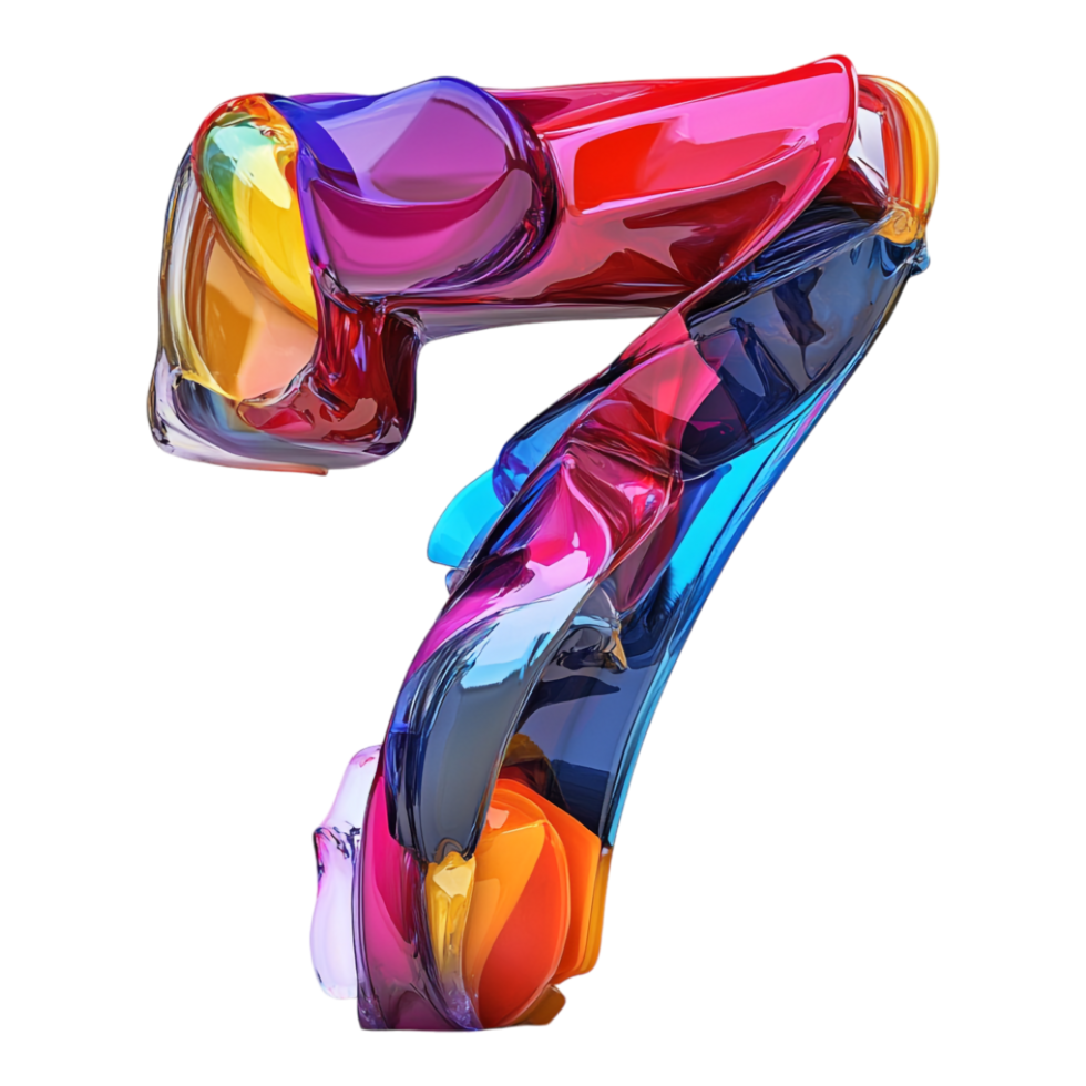 PNG Number '7' in Abstract Style Isolated Against a Transparent Background for Modern Design Projects, Creative Branding, or Unique Typography Applications