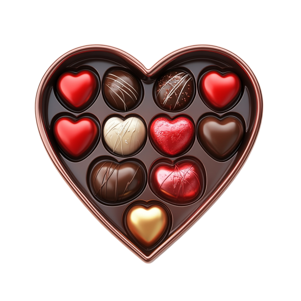 Heart Shaped Chocolate Box on transparent background png