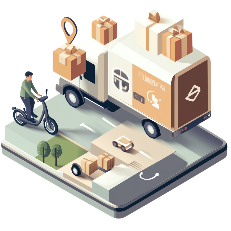An illustration depicting online shipping services png