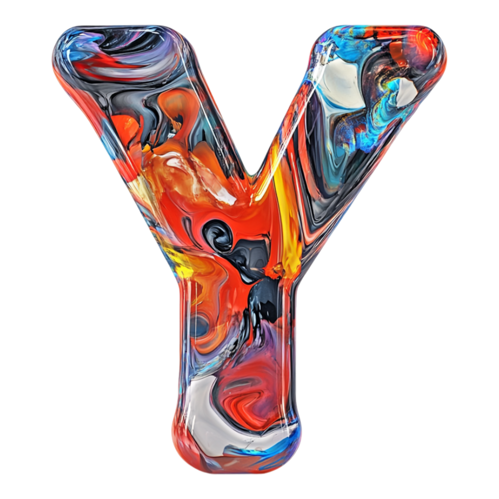 PNG Alphabet 'Y' in Abstract Style Isolated Against a Transparent Background for Modern Design Projects, Creative Branding, or Unique Typography Applications