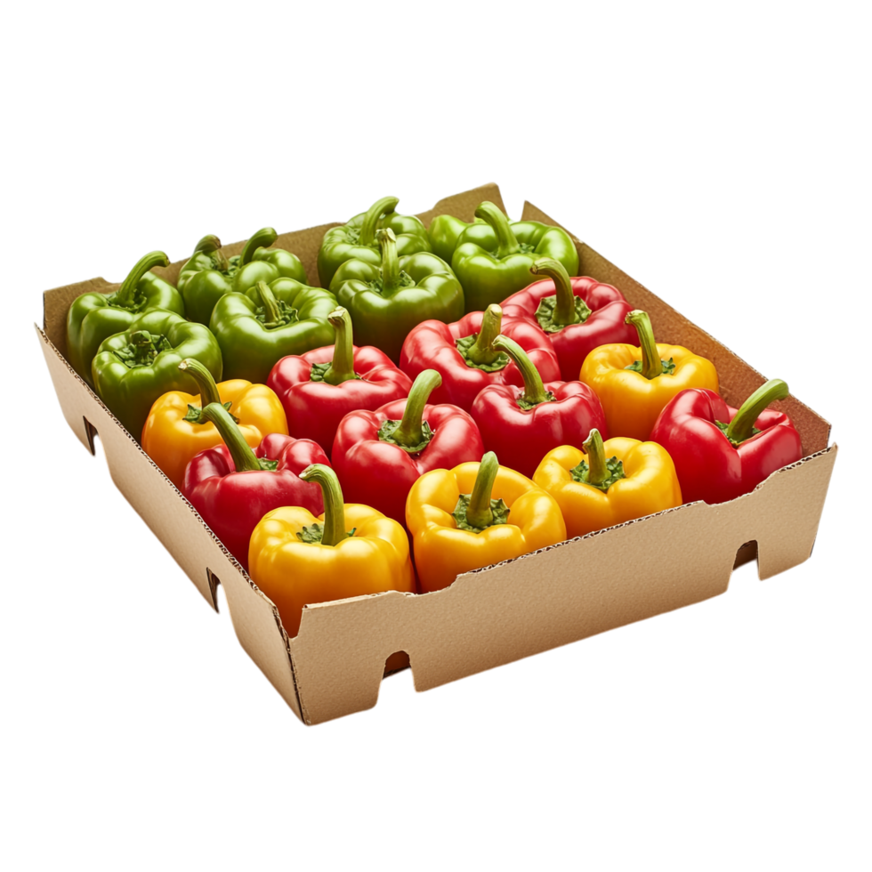 Amazing Sweet Peppers in a Cardboard Tray Isolated on transparent background png