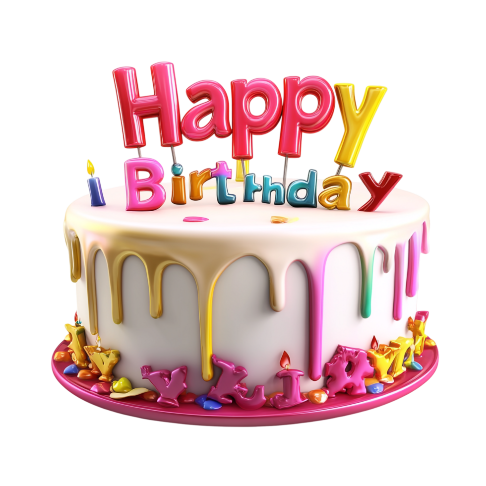 Happy Birthday icon in 3D rendering against a transparent background png