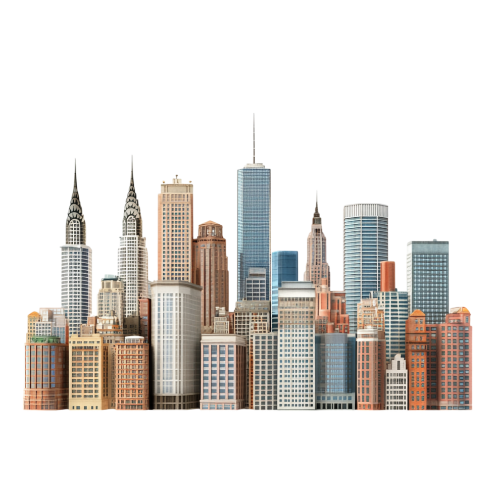 city skyline building on a transparent background png