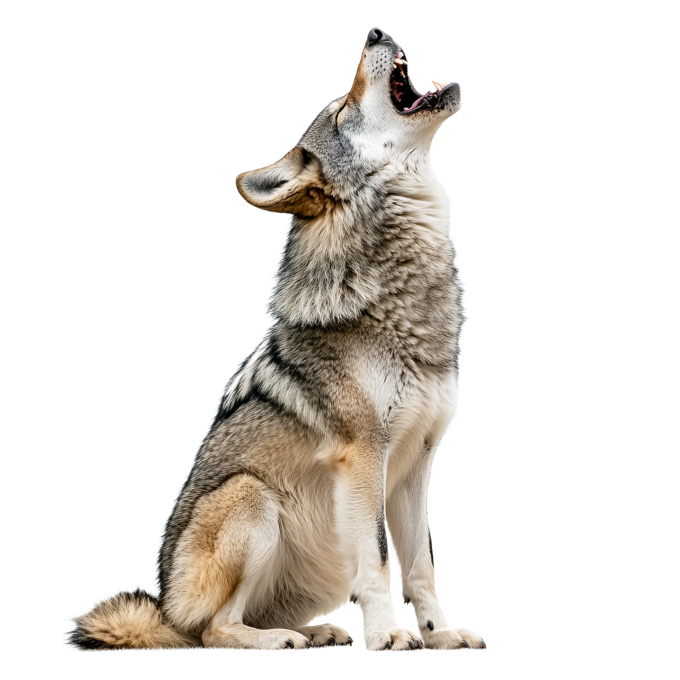 Wolf howling against a transparent background png