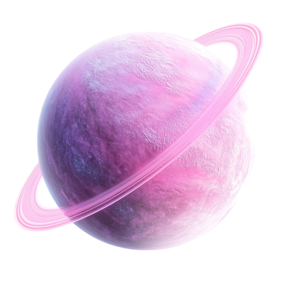 pink planet with rings on a transparent background png