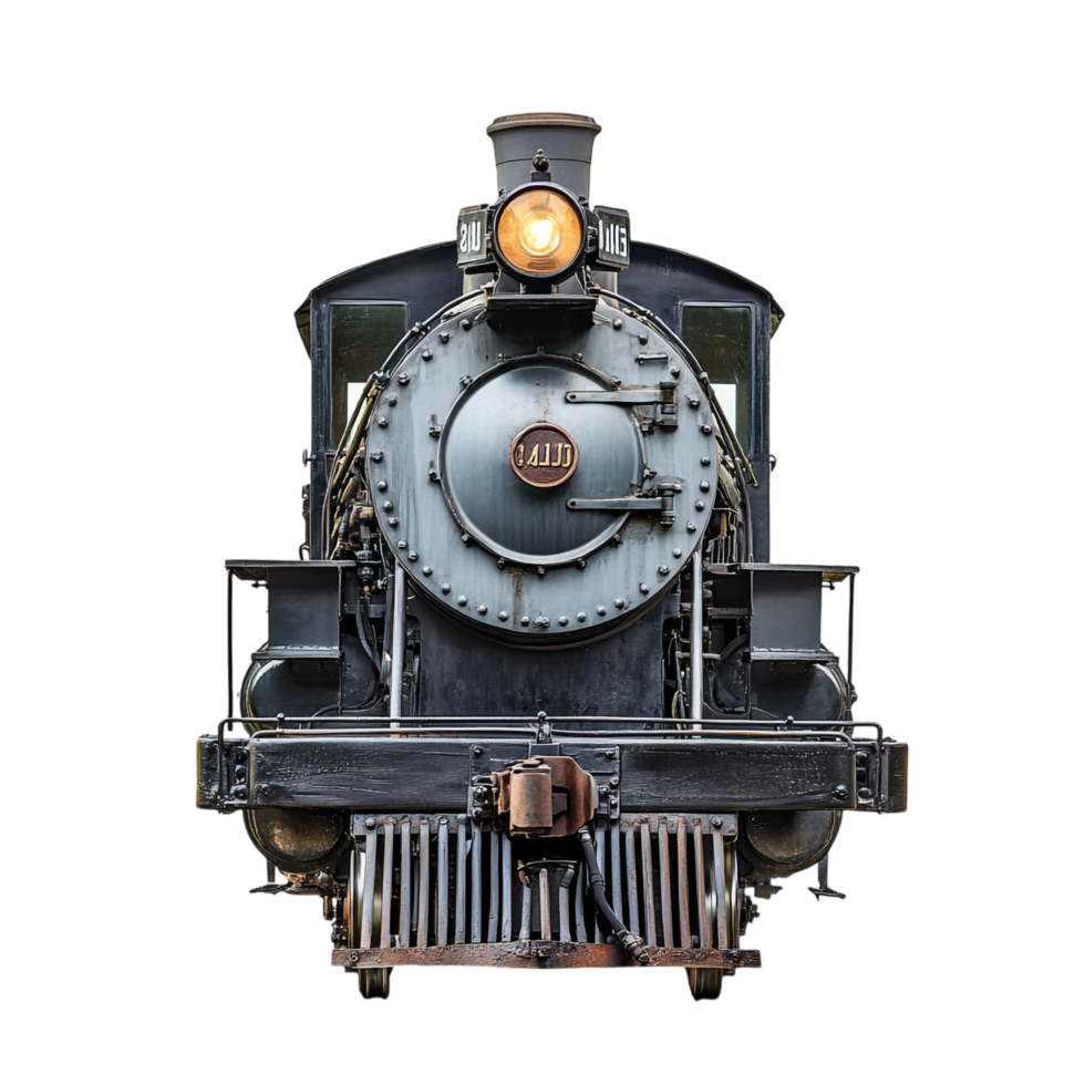 image of a steam locomotive train front view on a transparent background png