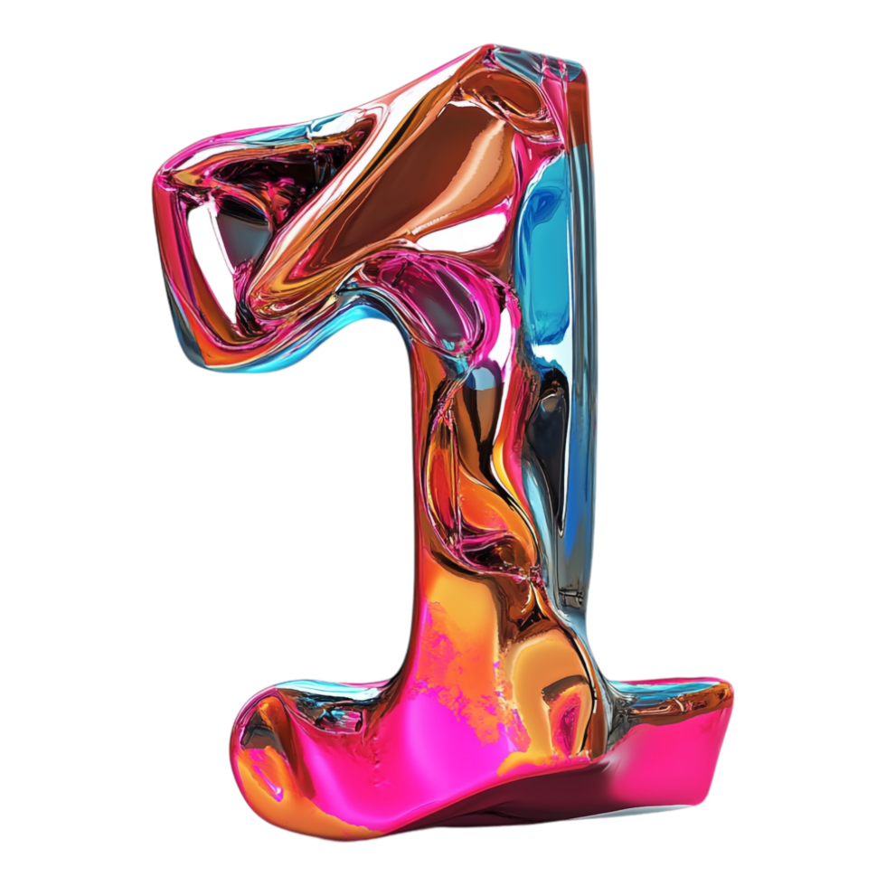 PNG Number '1' in Abstract Style Isolated Against a Transparent Background for Modern Design Projects, Creative Branding, or Unique Typography Applications