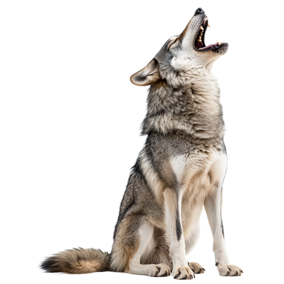 Wolf howling against a transparent background png