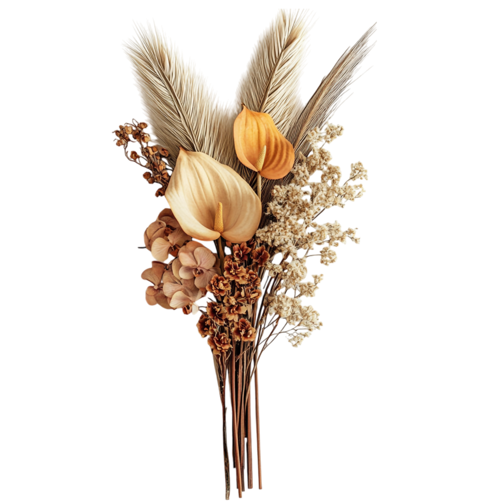 Dried Flower Arrangement with Pampas Grass png