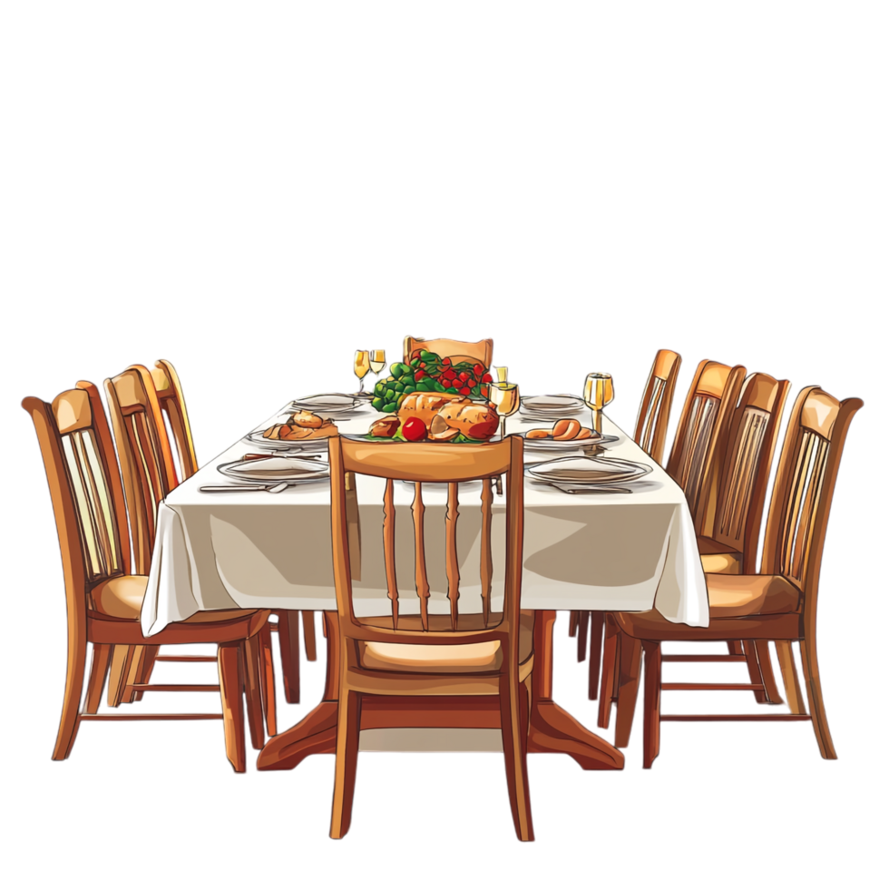 Hand dining room vector clipart on a transparent background png