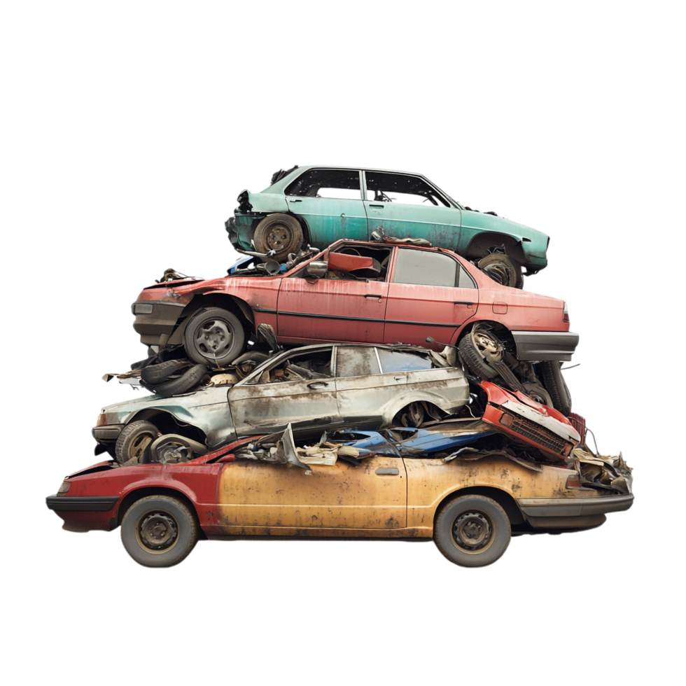 Isolated Car Junk Pile on transparent background png