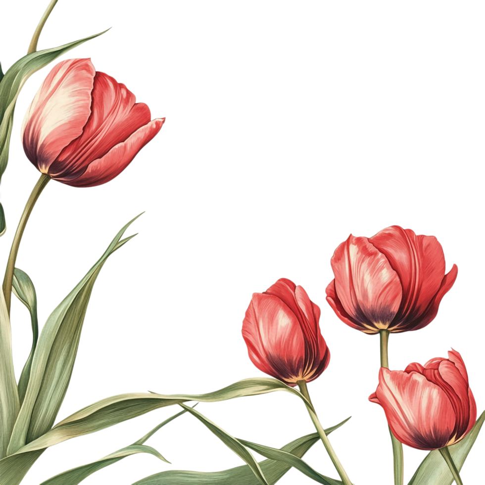 image of a tulips footer border on a transparent background png