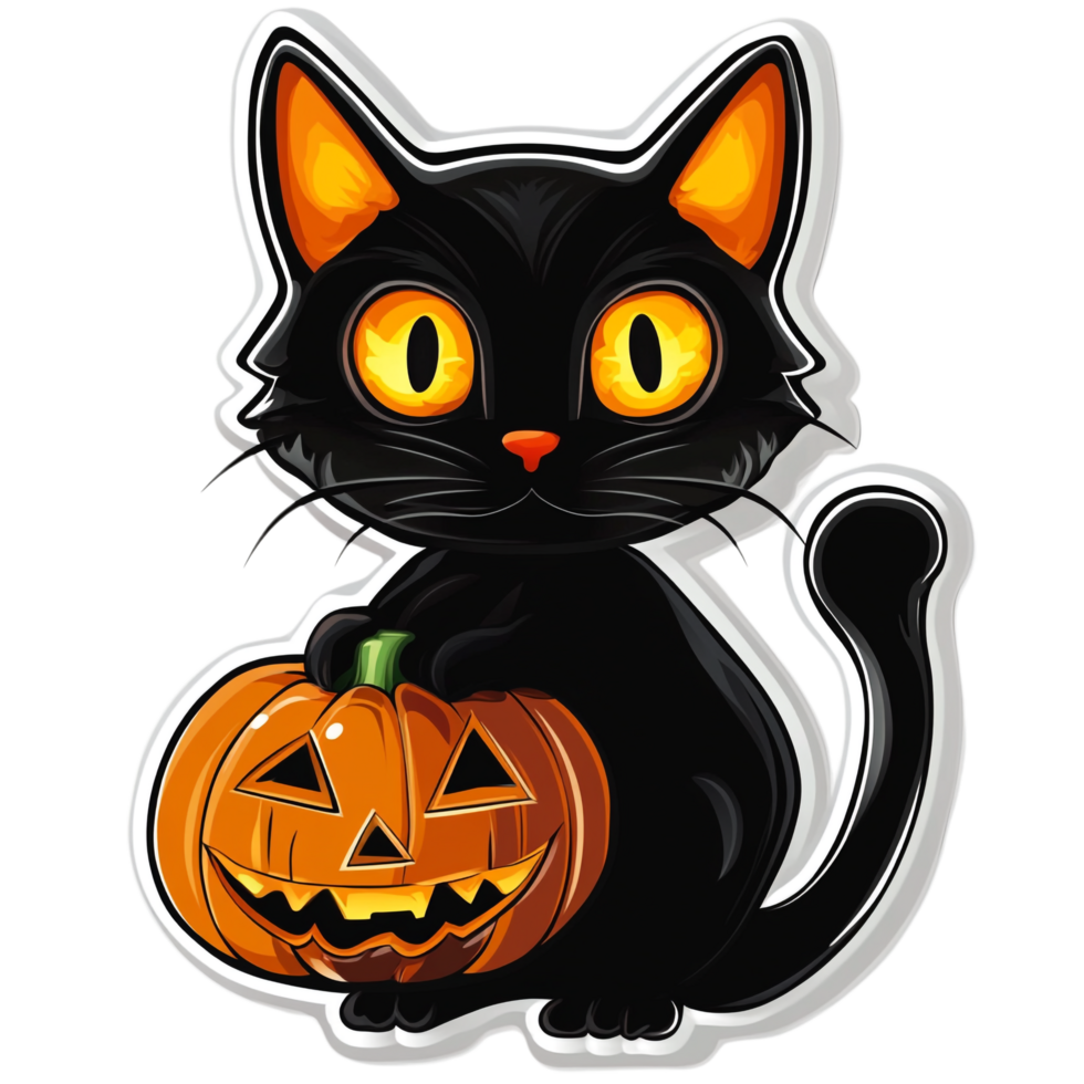 Halloween cat sticker scary cat design png