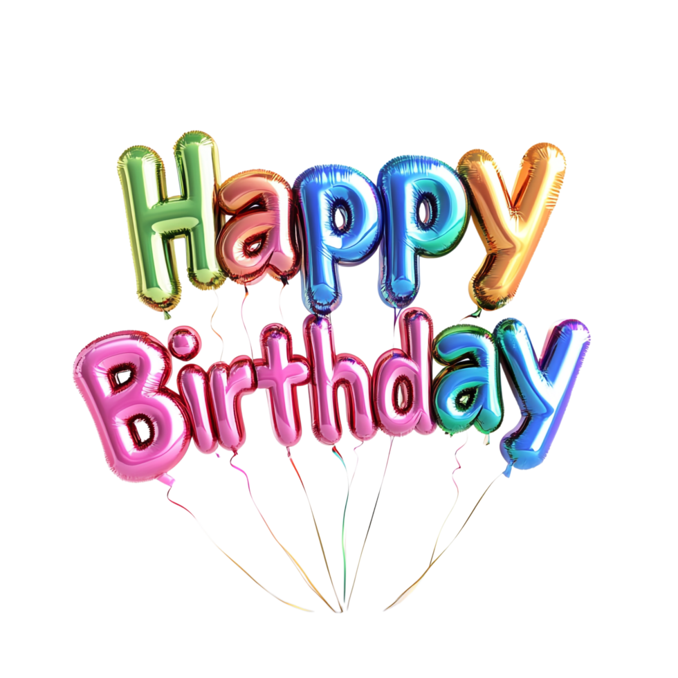 Happy Birthday icon in 3D rendering against a transparent background png