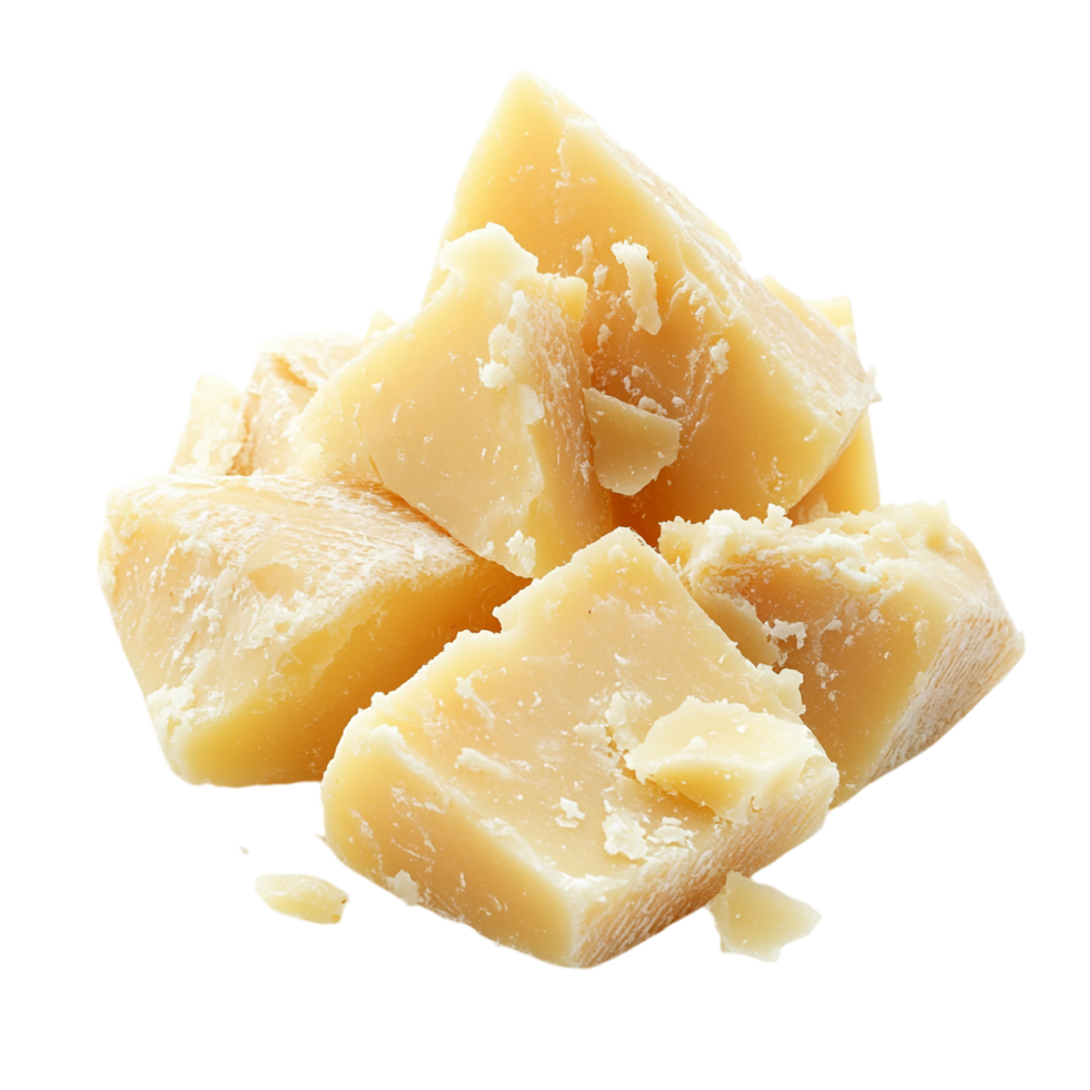 Chunks of Parmesan cheese isolated on transparent background png