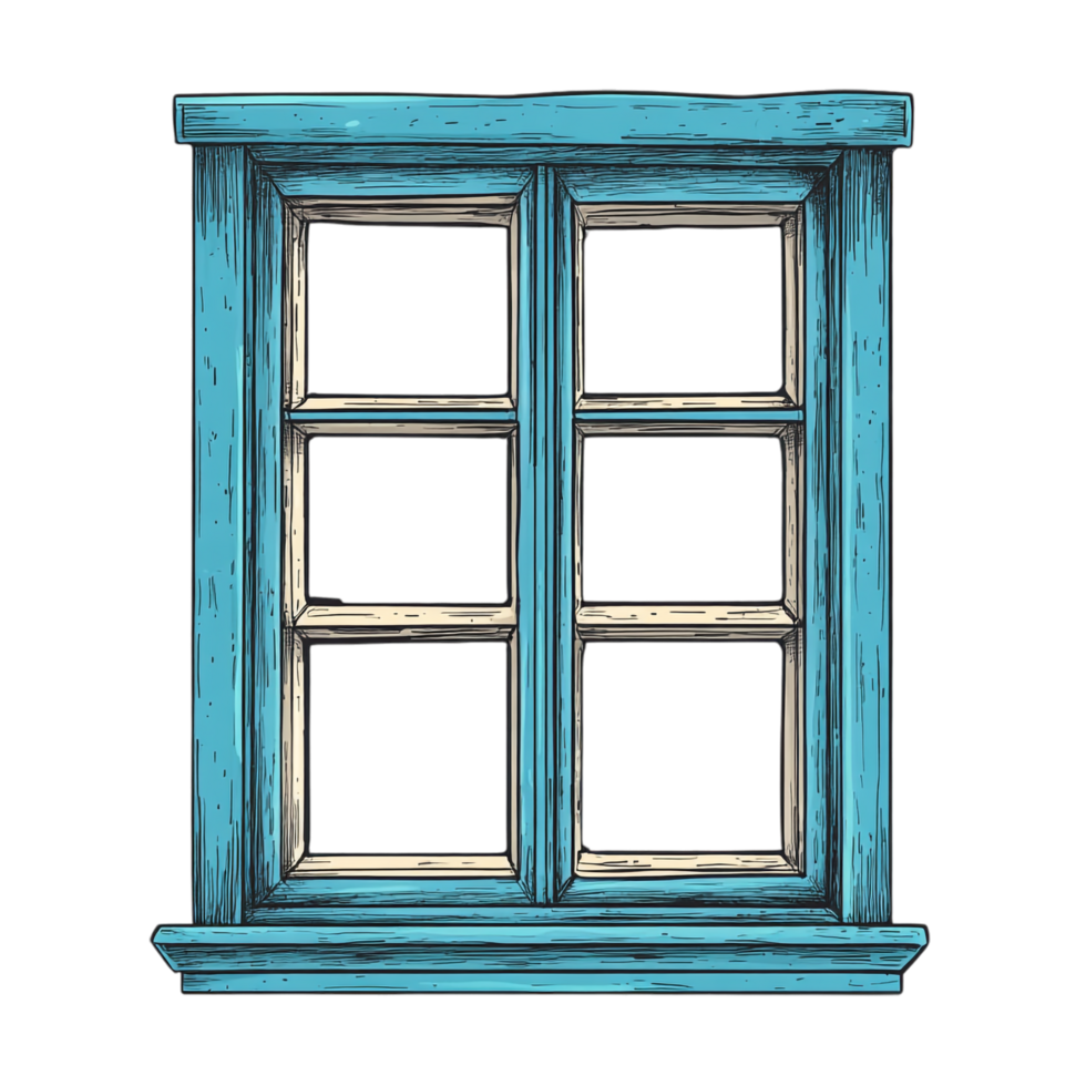 Hand drawn cartoon vector illustration of a window on a transparent background png