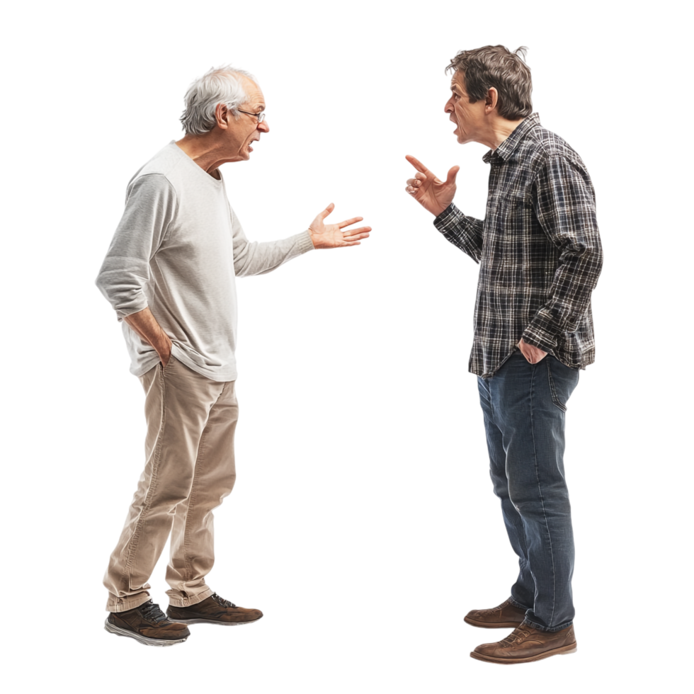 A son arguing with an elderly parent png