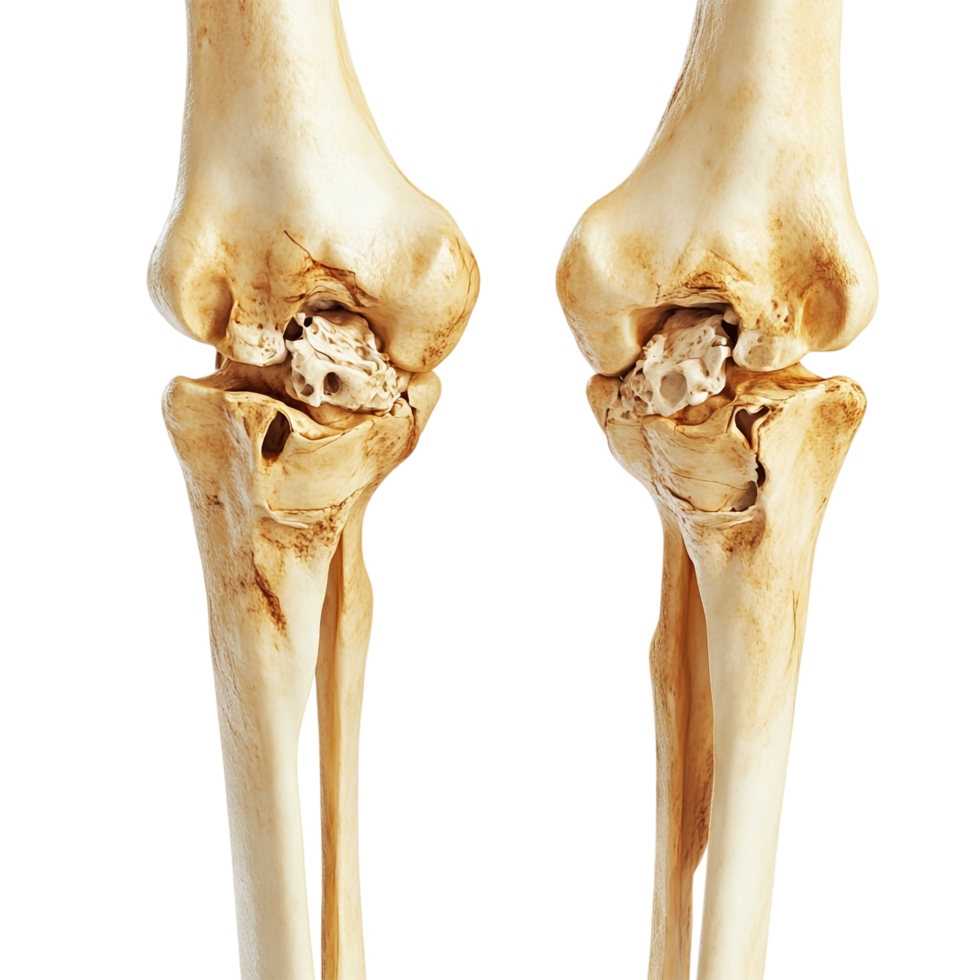 premium femur and lower leg bones in a closed display png