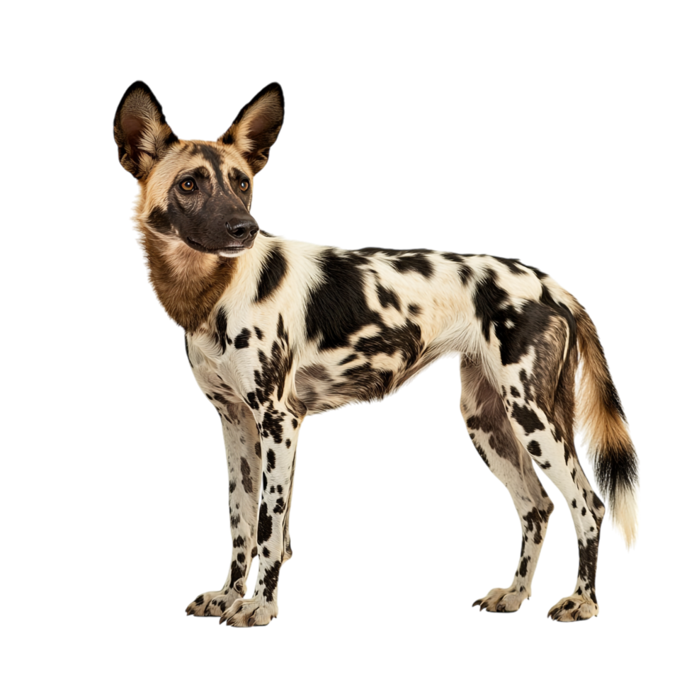 Dynamic African Wild Dog on transparent background png