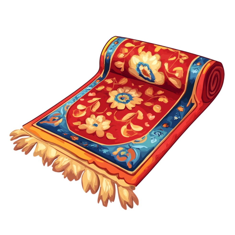 Hand drawn cartoon illustration of a carpet png