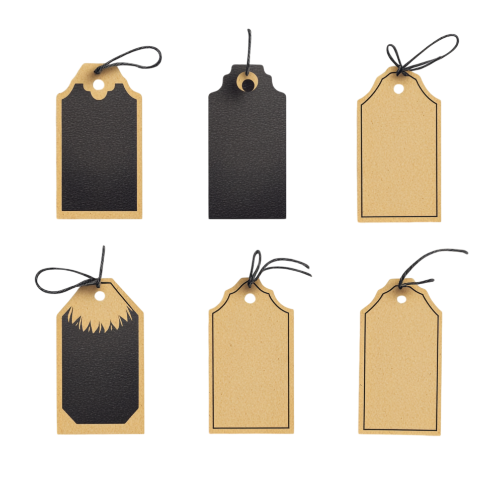 Black Friday sale label set with natural craft paper design on transparent background png