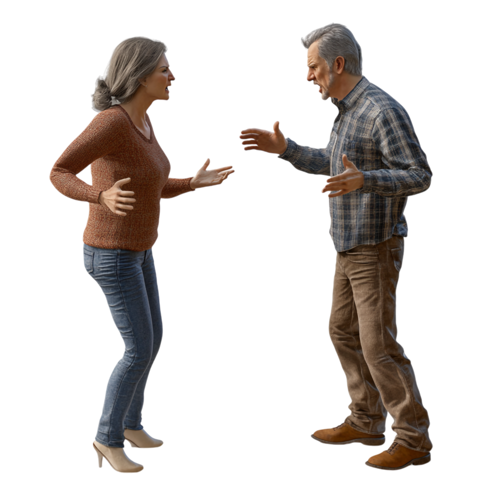 Couple Arguing on transparent background in 8K Resolution png
