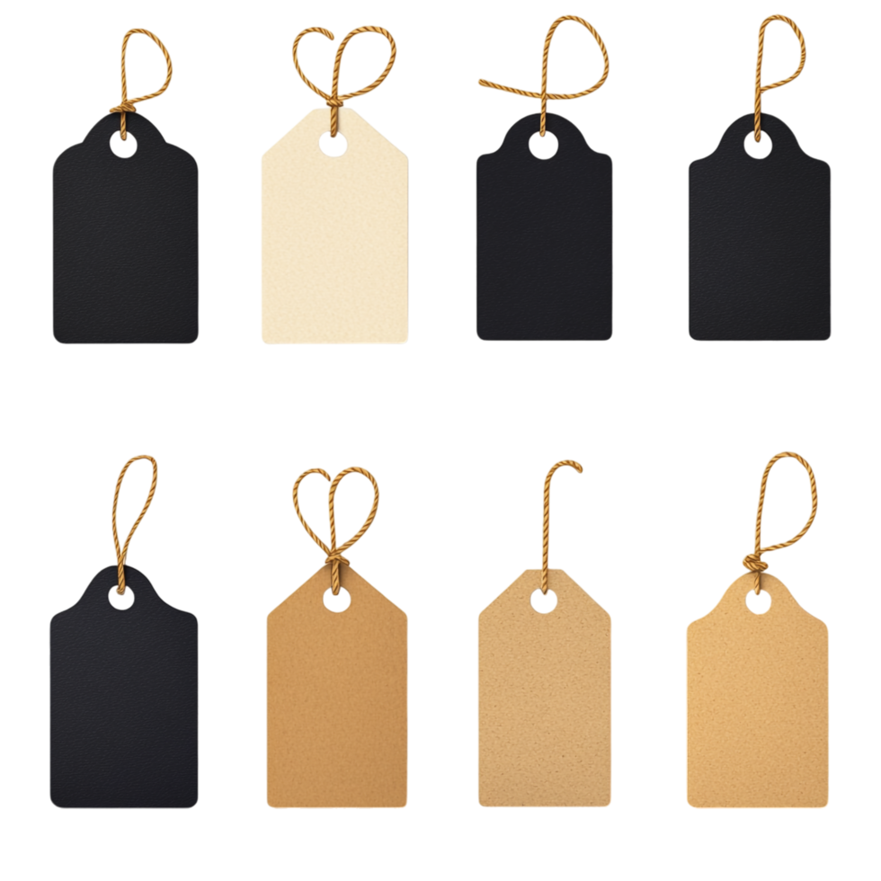 Black Friday sale label set with natural craft paper design on transparent background png