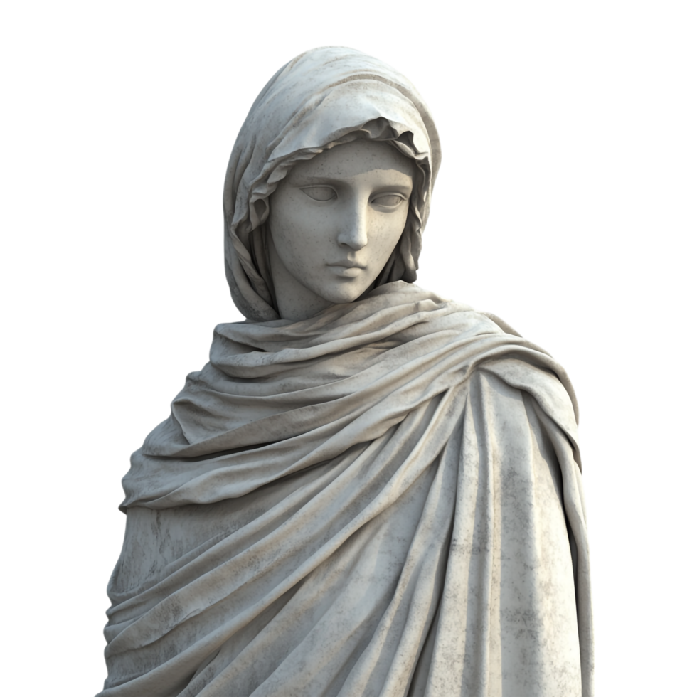 A statue wearing a scarf against a transparent background png