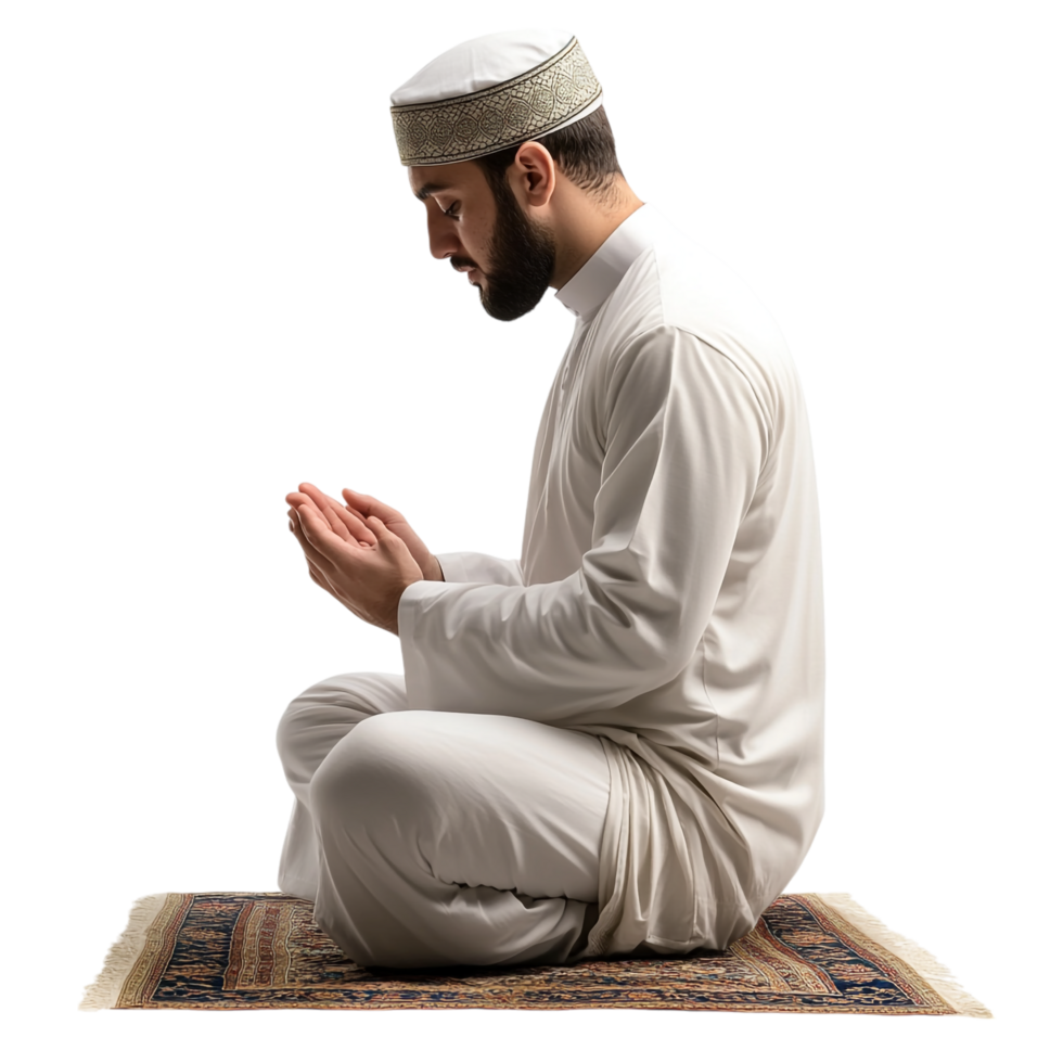 Muslim Salah prayer on a transparent background png