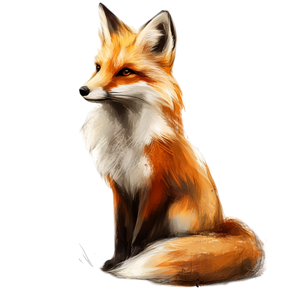 Fox Art Sketch on transparent background png