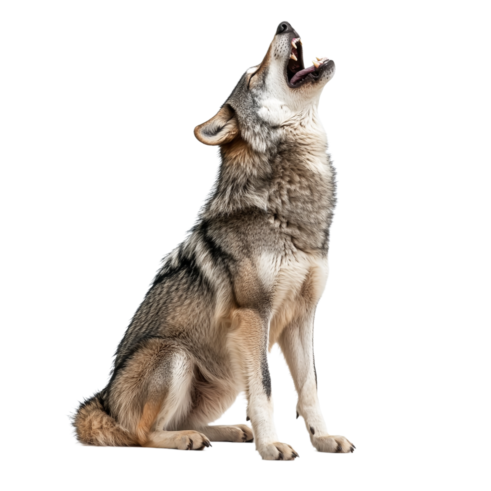 Wolf howling against a transparent background png