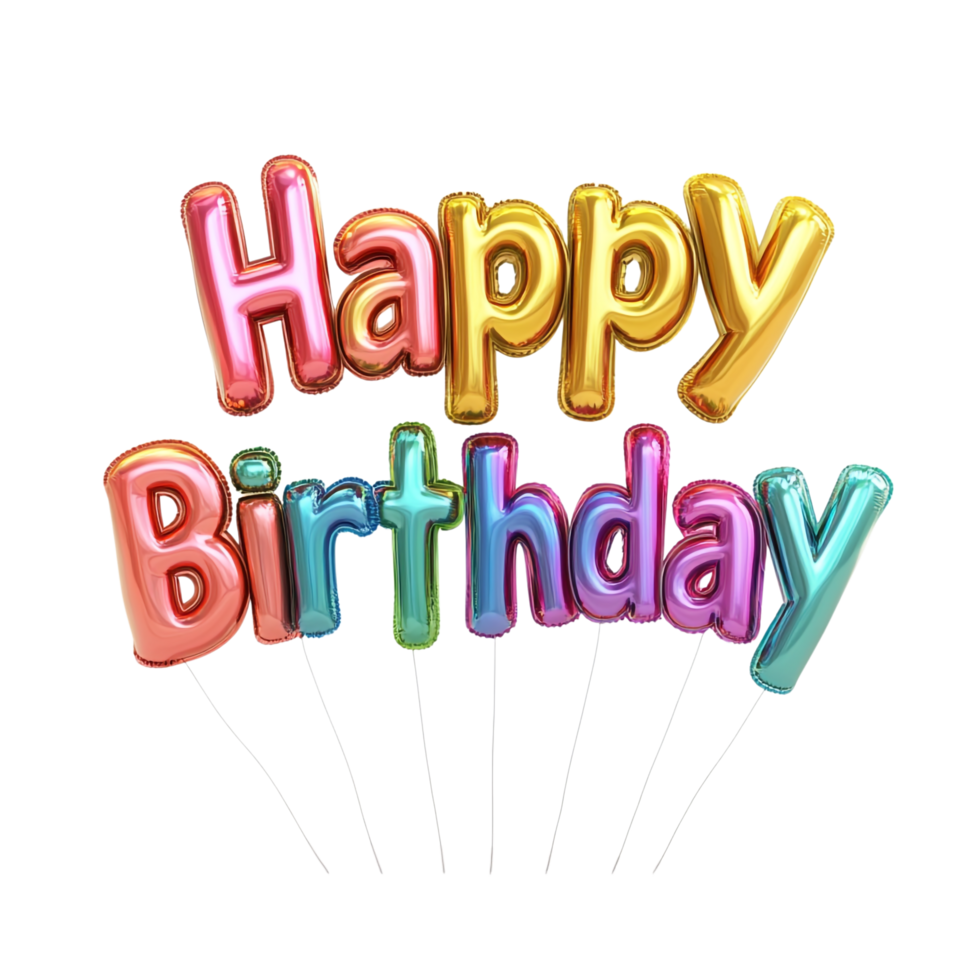Happy Birthday icon in 3D rendering against a transparent background png
