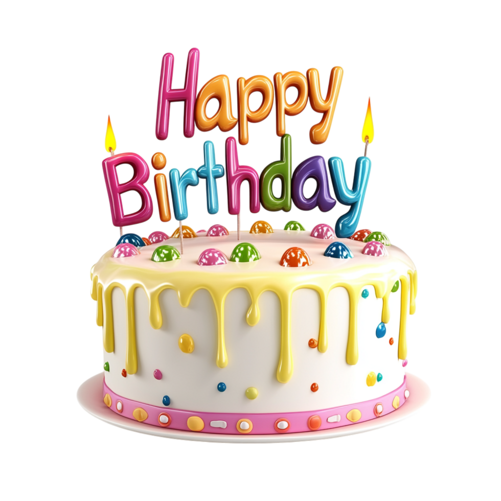 Happy Birthday icon in 3D rendering against a transparent background png