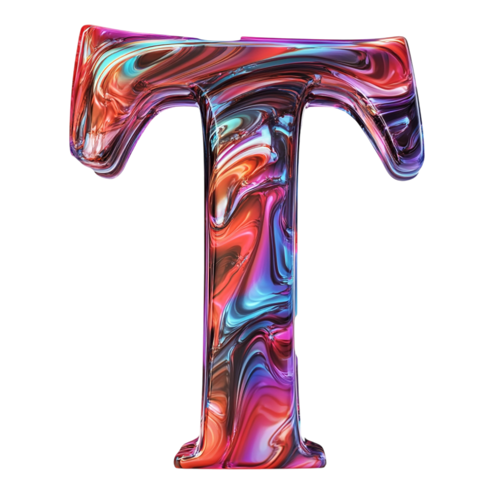 PNG Alphabet 'T' in Abstract Style Isolated Against a Transparent Background for Modern Design Projects, Creative Branding, or Unique Typography Applications