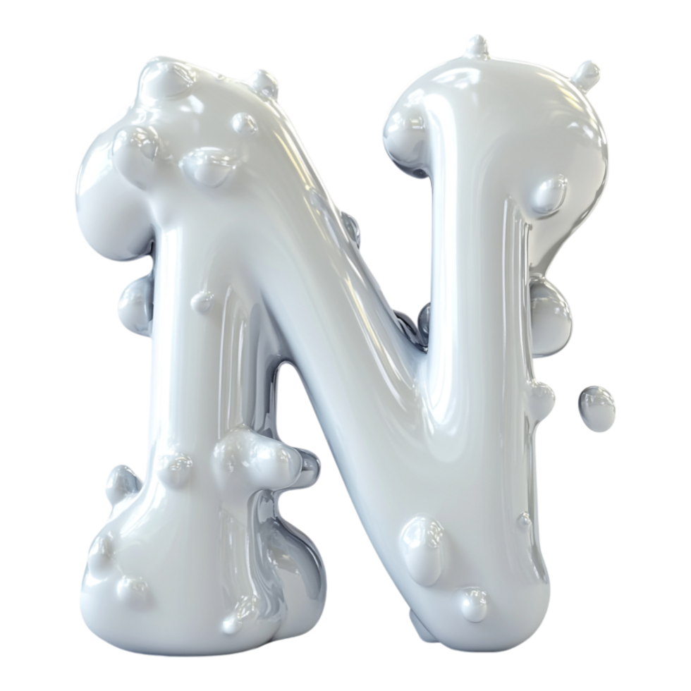 PNG Alphabet 'N' in Abstract Style Isolated Against a Transparent Background for MILKY, or Unique Typography Applications