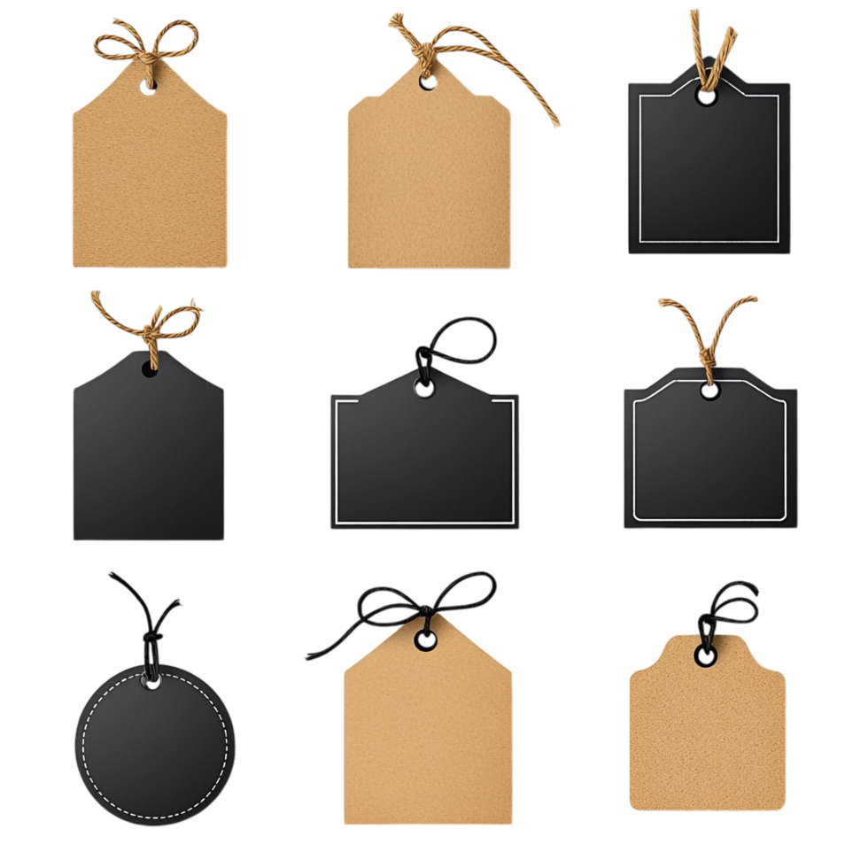 Black Friday sale label set with natural craft paper design on transparent background png